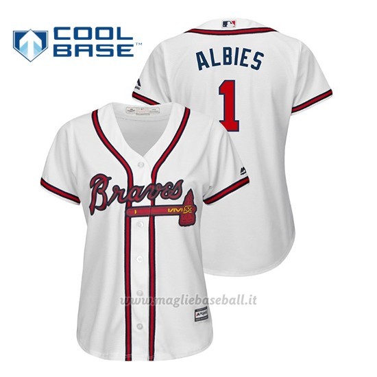 Maglia Baseball Donna Atlanta Braves Ozzie Albies Cool Base Majestic Jugador Bianco